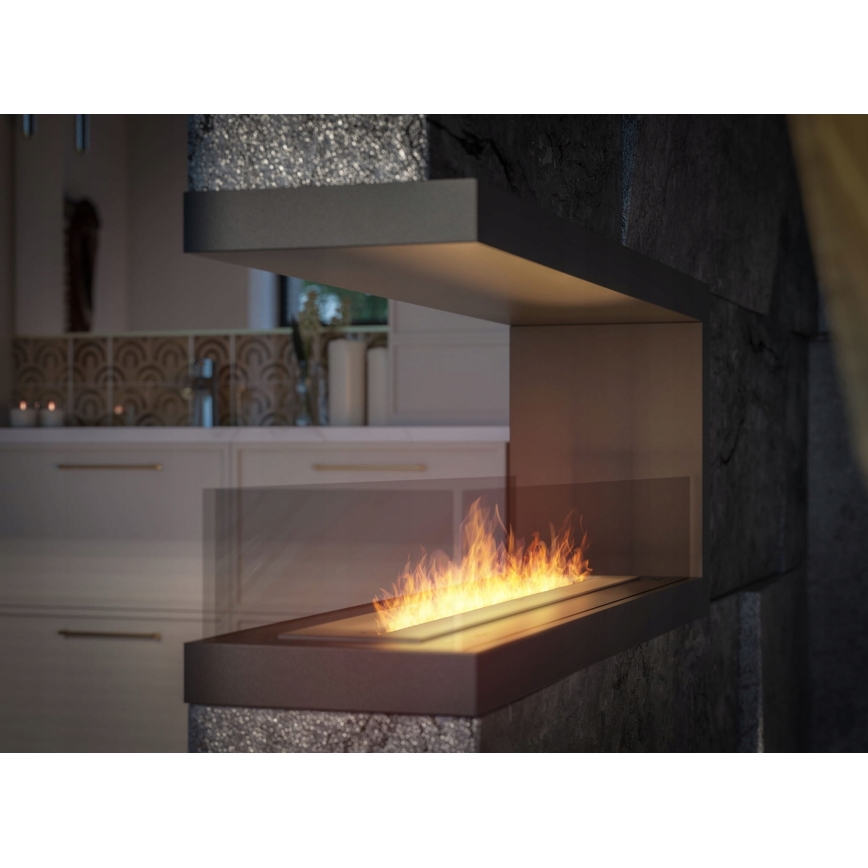 InFire - Kulma BIO takka 120x50 cm 3kW molemminpuolinen