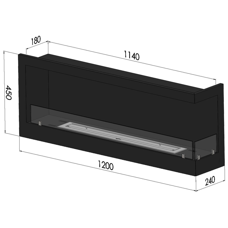 InFire - Kulma BIO takka 45x120 cm 3kW musta