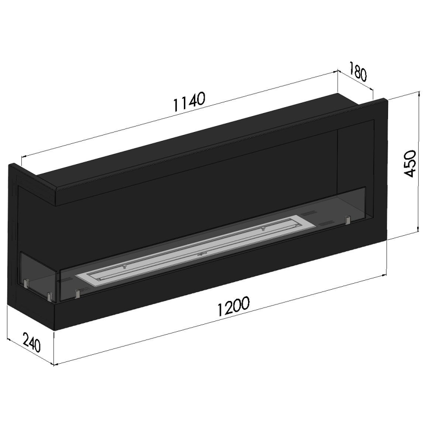 InFire - Kulma BIO takka 45x120 cm 3kW musta