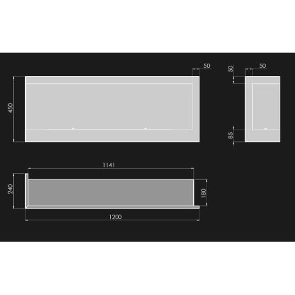 InFire - Kulma BIO takka 45x120 cm 3kW musta