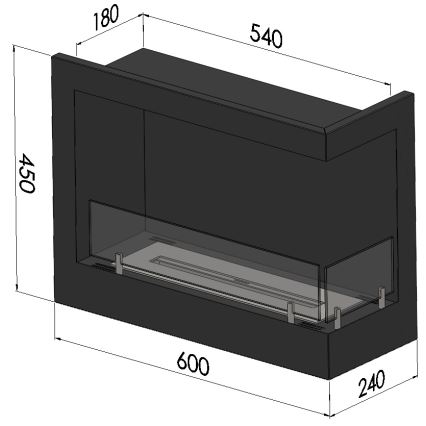InFire - Kulma BIO takka 45x60 cm 3kW musta