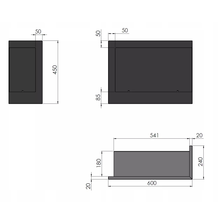 InFire - Kulma BIO takka 45x60 cm 3kW musta