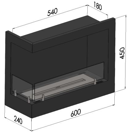 InFire - Kulma BIO takka 45x60 cm 3kW musta