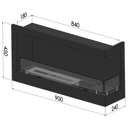 InFire - Kulma BIO takka 45x90 cm 3kW musta