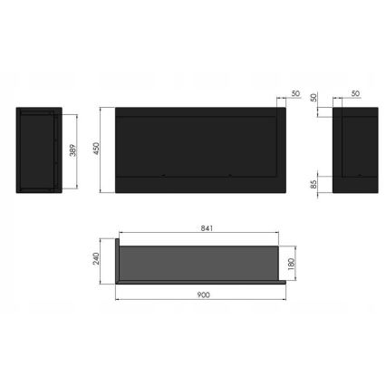 InFire - Kulma BIO takka 45x90 cm 3kW musta