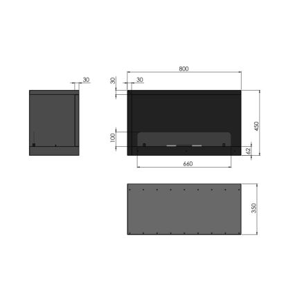 InFire - Kulma BIO takka 80x45 cm 3,5kW musta