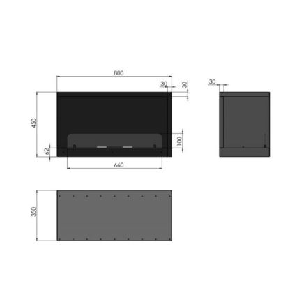 InFire - Kulma BIO takka 80x45 cm 3kW musta
