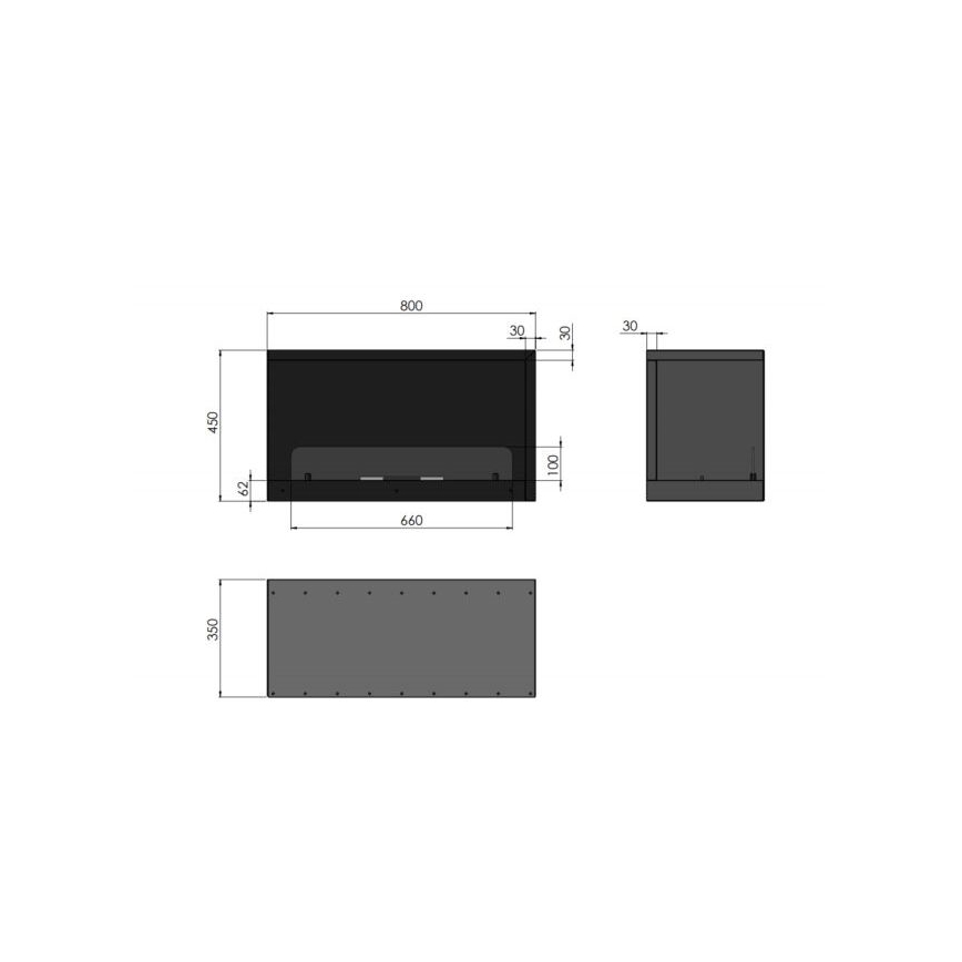 InFire - Kulma BIO takka 80x45 cm 3kW musta