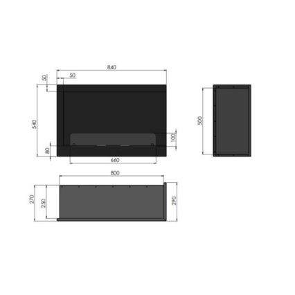 InFire - Kulma BIO takka 84x54 cm 3kW musta
