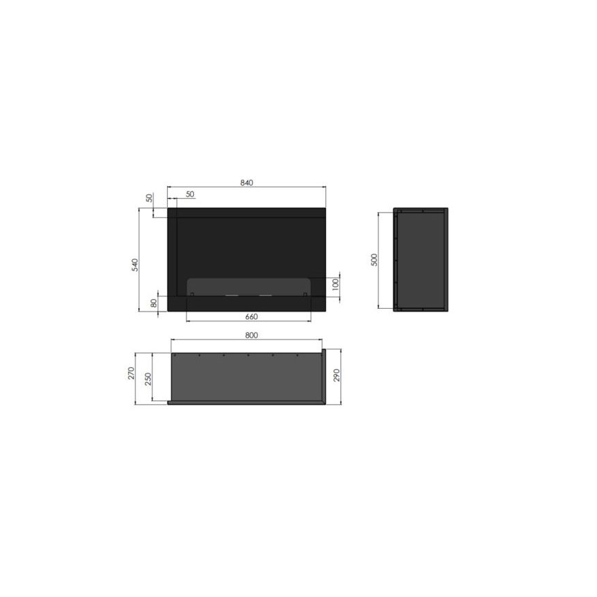 InFire - Kulma BIO takka 84x54 cm 3kW musta
