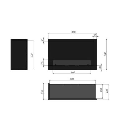 InFire - Kulma BIO takka 84x54 cm 3kW musta