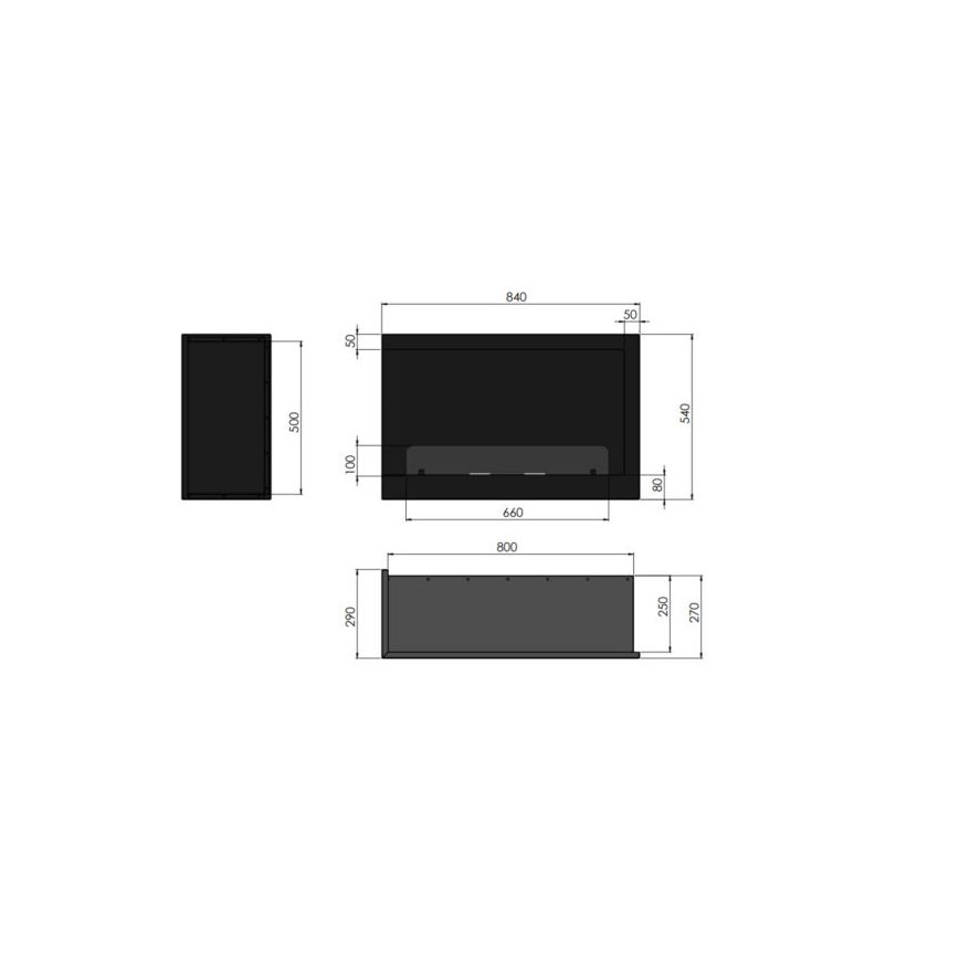 InFire - Kulma BIO takka 84x54 cm 3kW musta