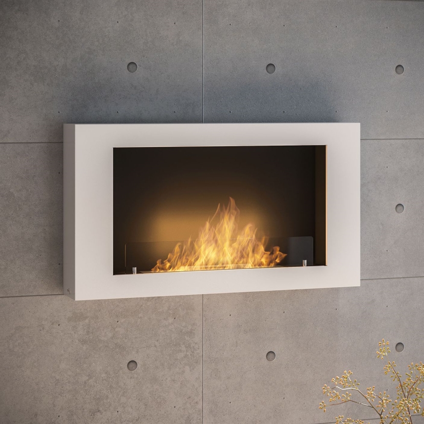 InFire - Seinä BIO takka 100x56 cm 3kW valkoinen