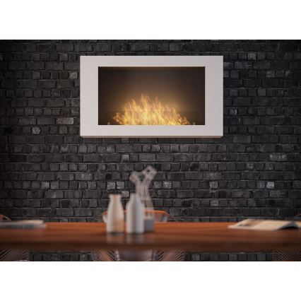 InFire - Seinä BIO takka 100x56 cm 3kW valkoinen