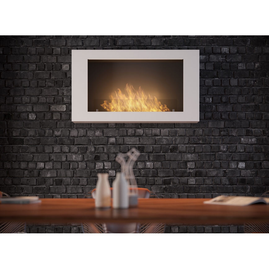 InFire - Seinä BIO takka 100x56 cm 3kW valkoinen