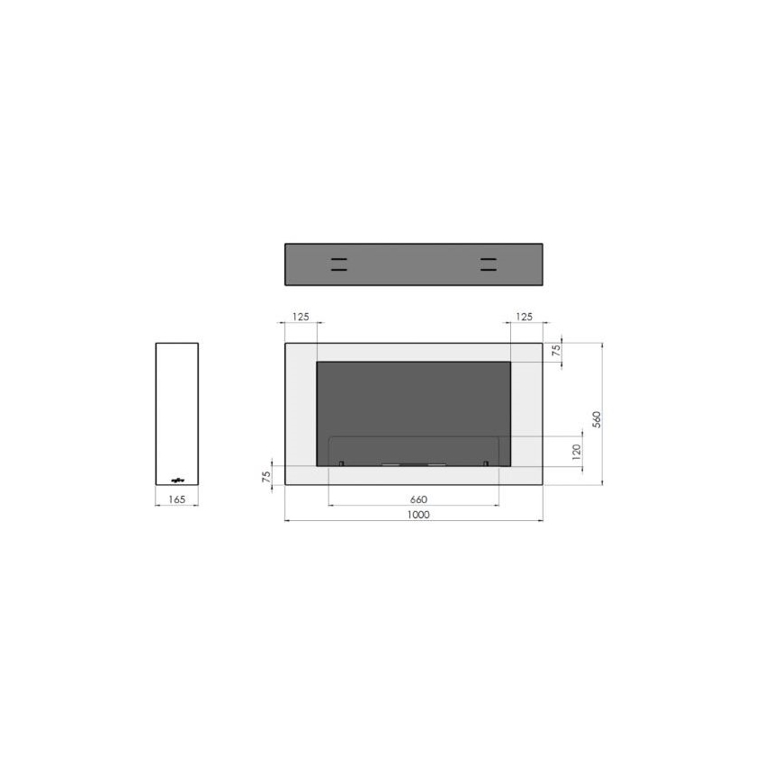 InFire - Seinä BIO takka 100x56 cm 3kW valkoinen