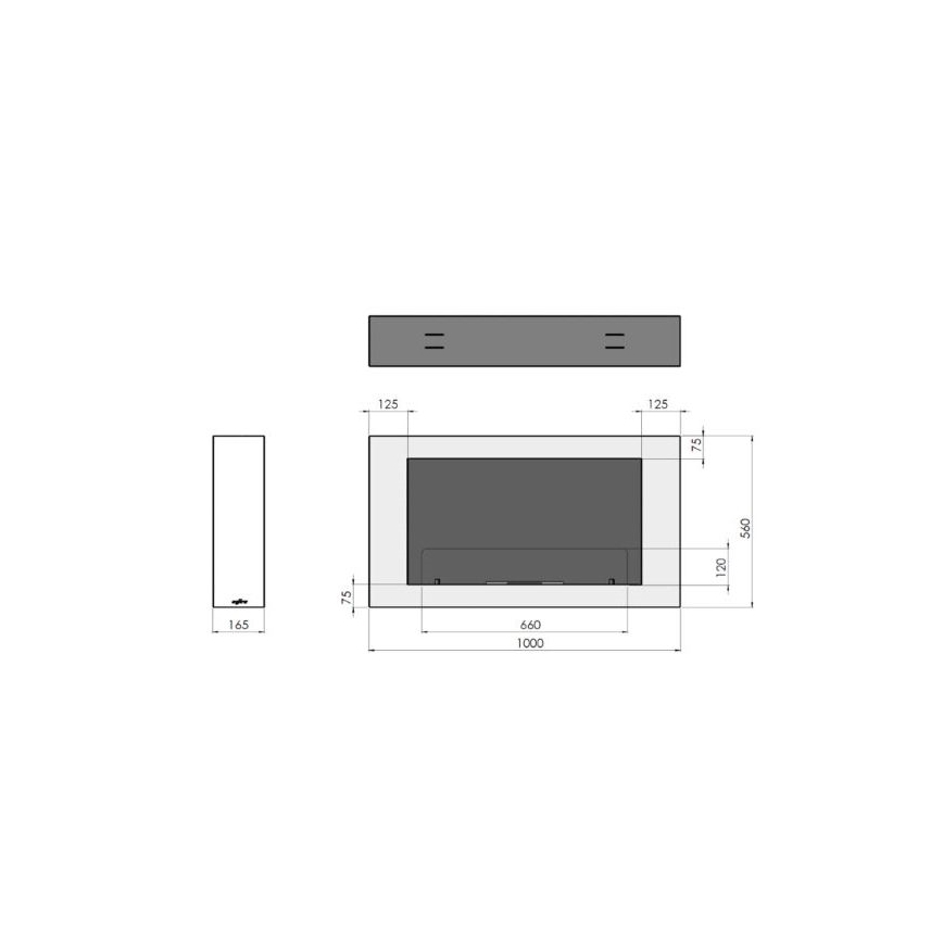 InFire - Seinä BIO takka 100x56 cm 3kW musta