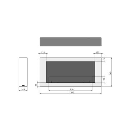 InFire - Seinä BIO takka 120x56 cm 3kW valkoinen