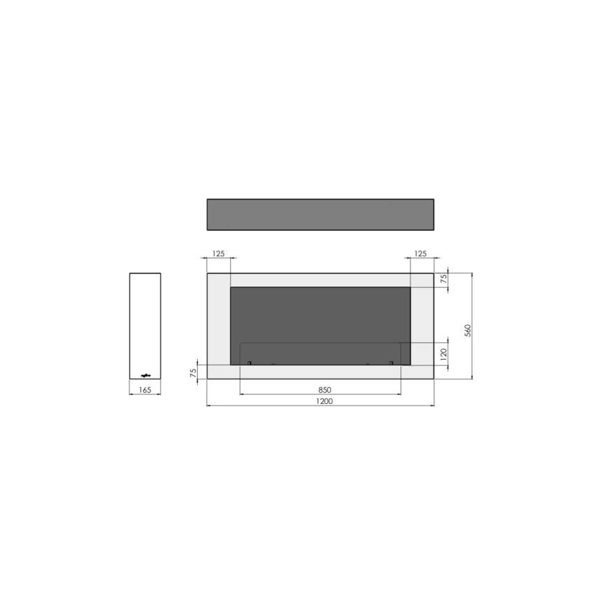 InFire - Seinä BIO takka 120x56 cm 3kW valkoinen