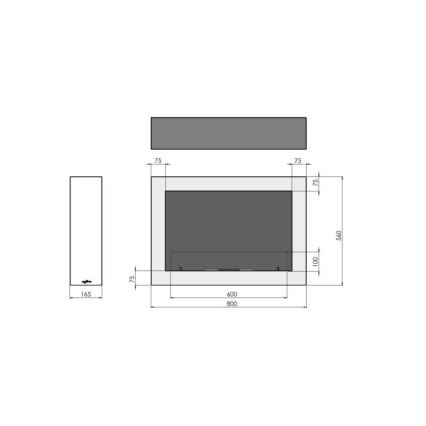 InFire - Seinä BIO takka 80x56 cm 3kW valkoinen