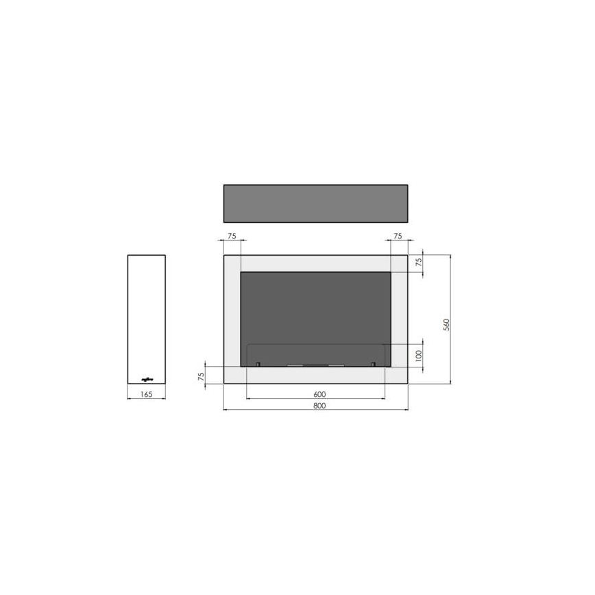 InFire - Seinä BIO takka 80x56 cm 3kW valkoinen