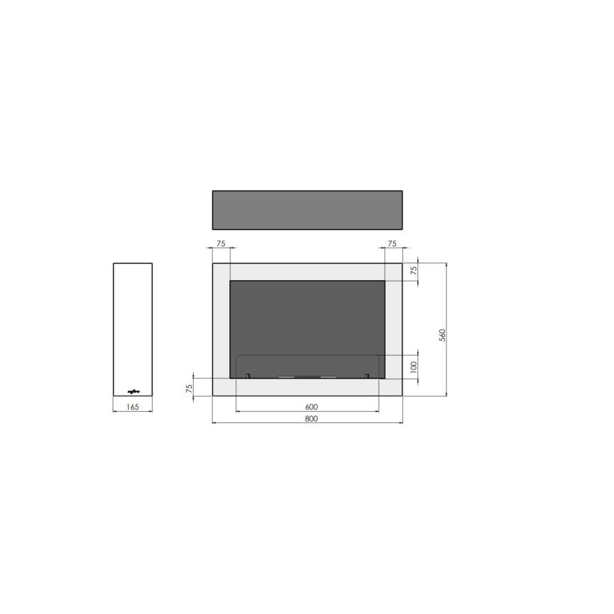 InFire - Seinä BIO takka 80x56 cm 3kW musta