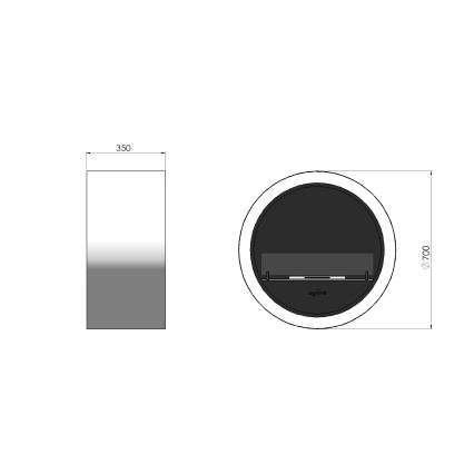 InFire - Seinä BIO takka d. 70 cm 3kW valkoinen