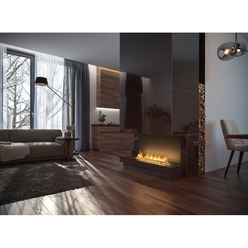 InFire - Sisäänrakennettu BIO takka 100x45 cm 3kW musta