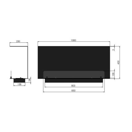 InFire - Sisäänrakennettu BIO takka 100x45 cm 3kW musta