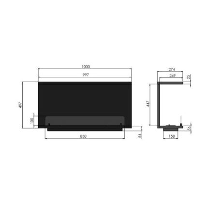 InFire - Sisäänrakennettu BIO takka 100x50 cm 3kW musta