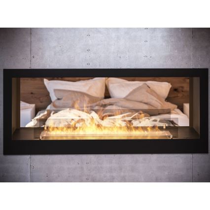 InFire - Sisäänrakennettu BIO takka 120x50 cm 3kW kaksipuolinen