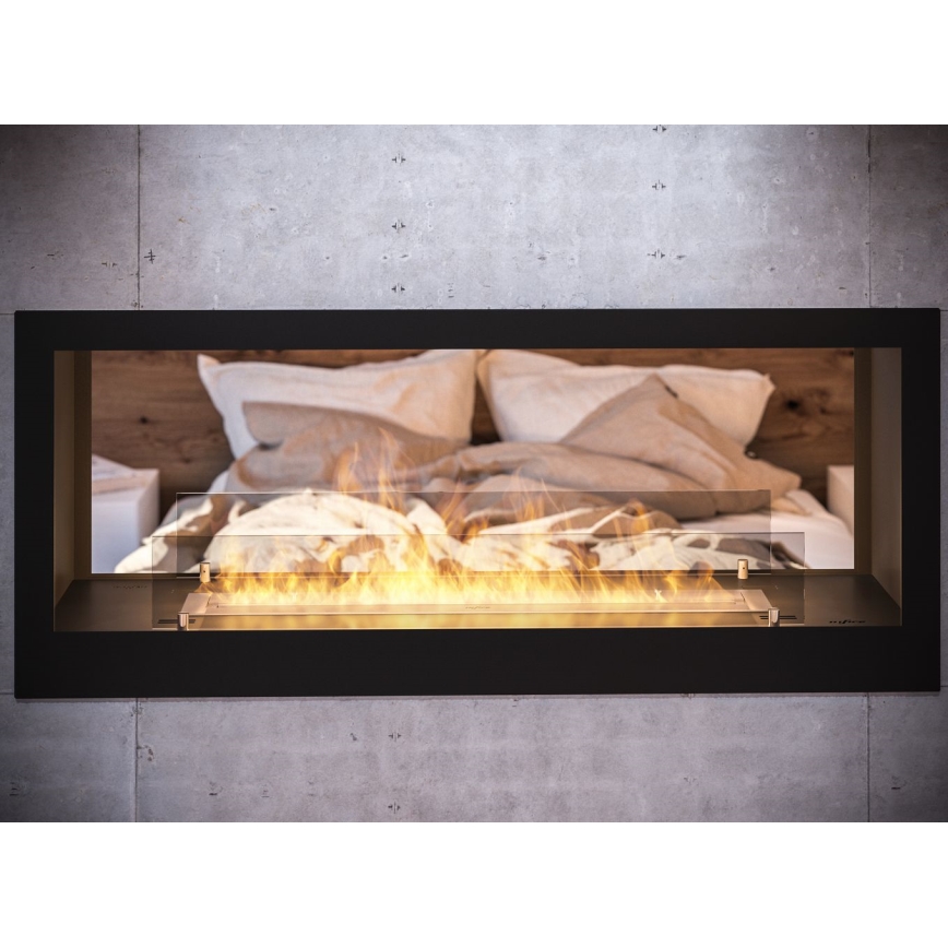 InFire - Sisäänrakennettu BIO takka 120x50 cm 3kW kaksipuolinen