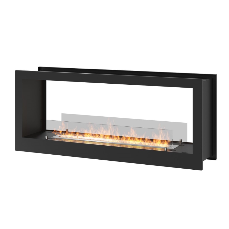 InFire - Sisäänrakennettu BIO takka 120x50 cm 3kW kaksipuolinen