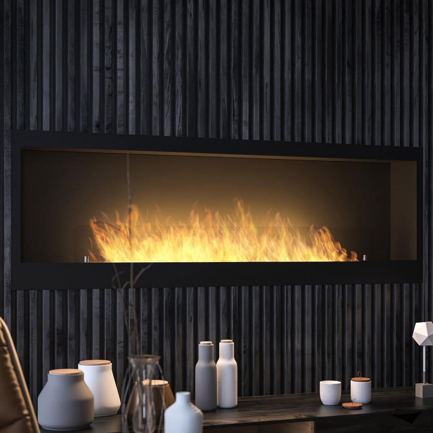 InFire - Sisäänrakennettu BIO takka 150x50 cm 4,2kW musta