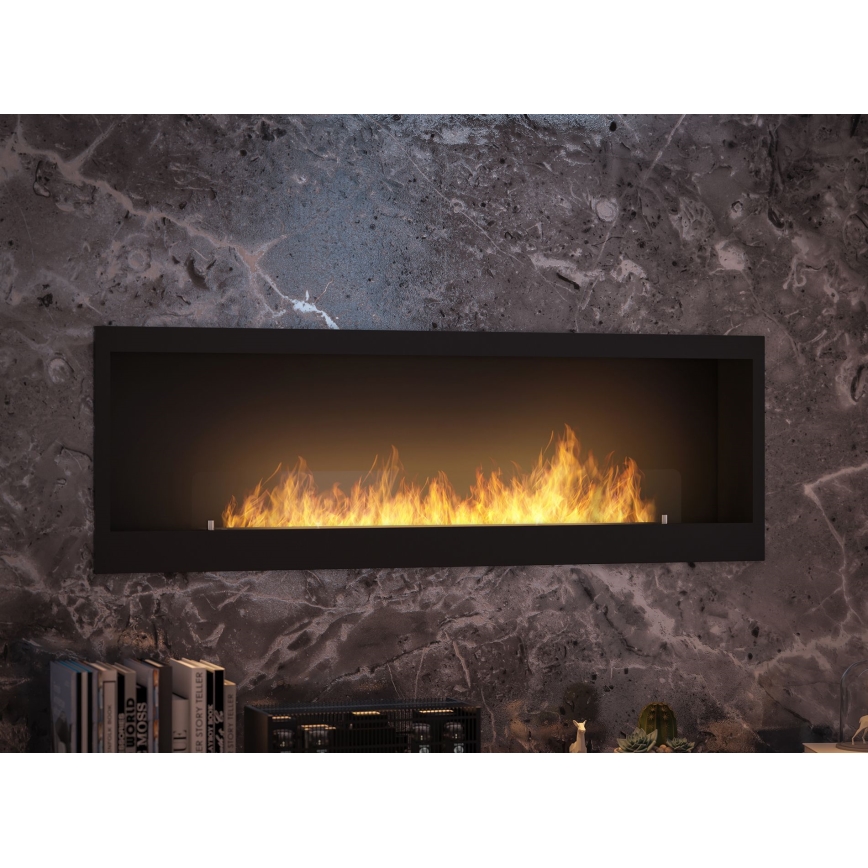 InFire - Sisäänrakennettu BIO takka 150x50 cm 4,2kW musta