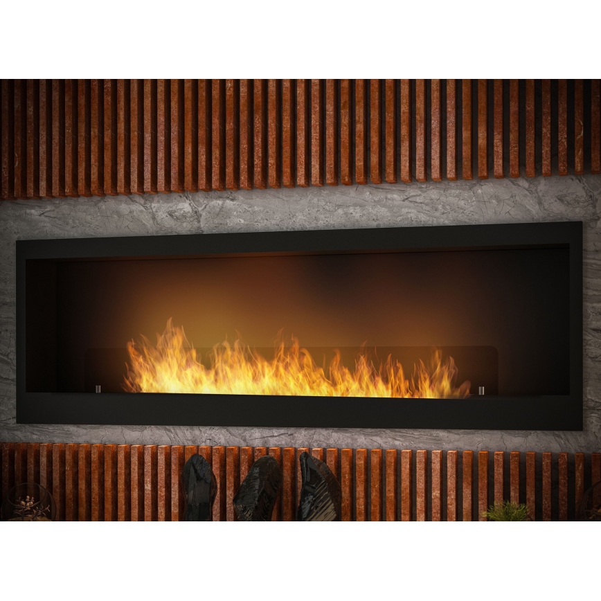 InFire - Sisäänrakennettu BIO takka 150x50 cm 4,2kW musta