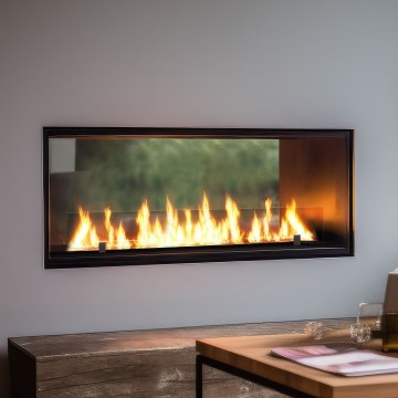 InFire - Sisäänrakennettu BIO takka 48,5x123,5 cm 6kW musta