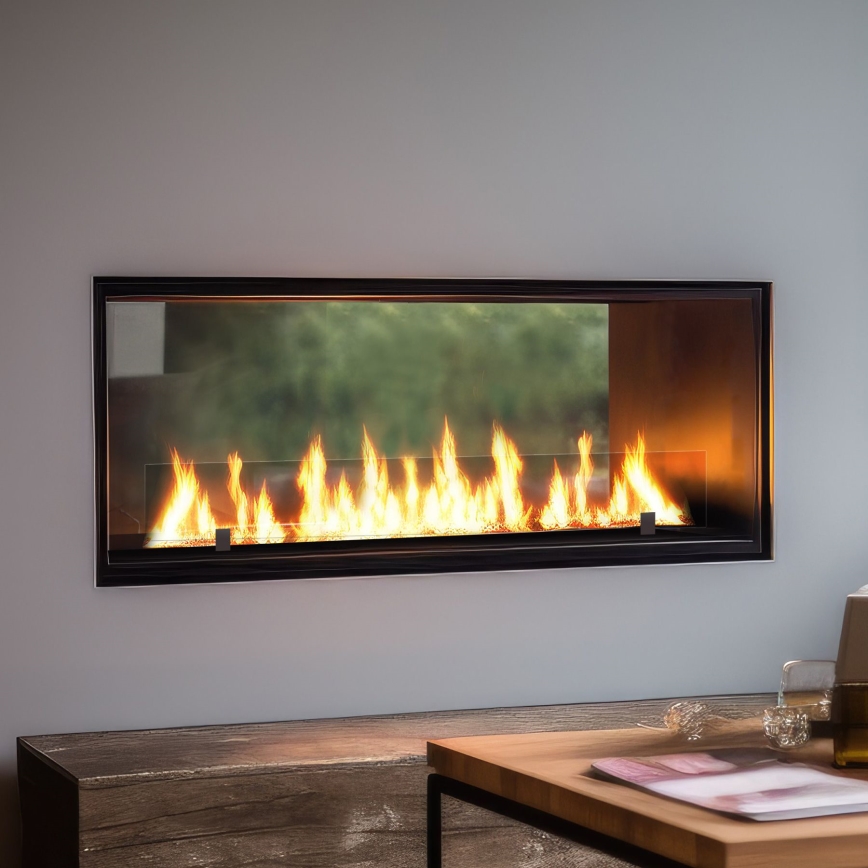 InFire - Sisäänrakennettu BIO takka 48,5x123,5 cm 6kW musta