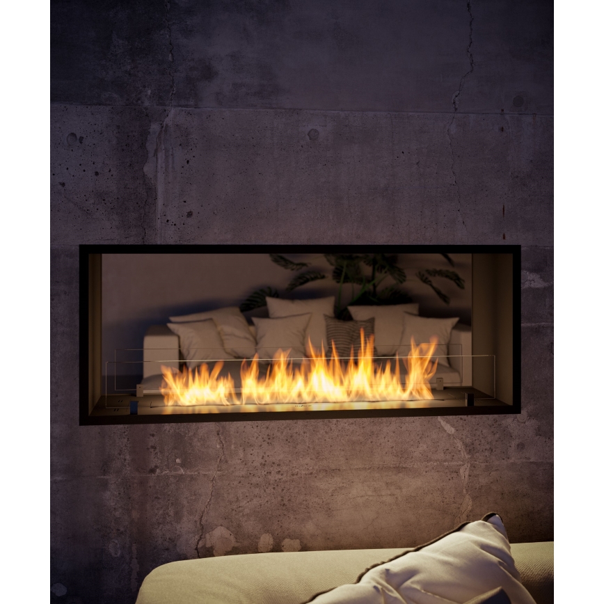 InFire - Sisäänrakennettu BIO takka 48,5x123,5 cm 6kW musta