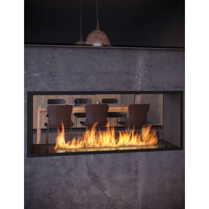 InFire - Sisäänrakennettu BIO takka 48,5x123,5 cm 6kW musta