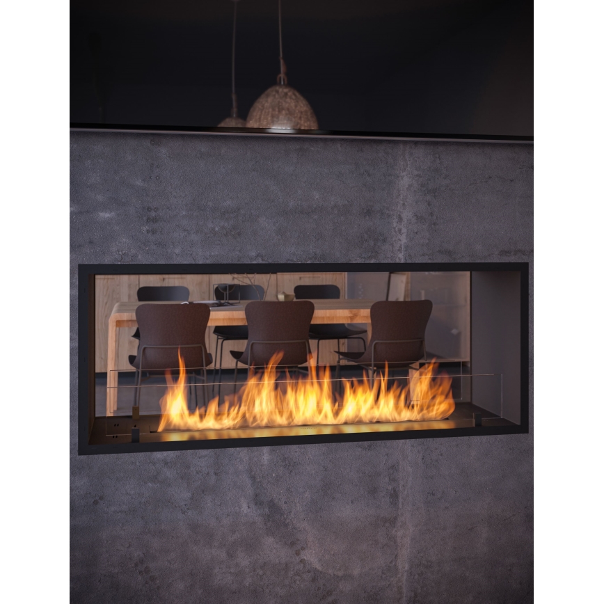 InFire - Sisäänrakennettu BIO takka 48,5x123,5 cm 6kW musta