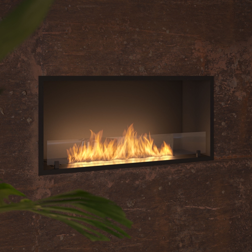 InFire - Sisäänrakennettu BIO takka 49,4x104,4 cm 6kW musta