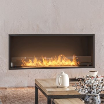InFire - Sisäänrakennettu BIO takka 49,4x124,4 cm 6kW musta