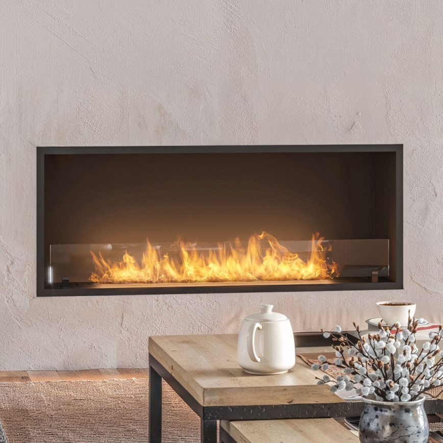 InFire - Sisäänrakennettu BIO takka 49,4x124,4 cm 6kW musta