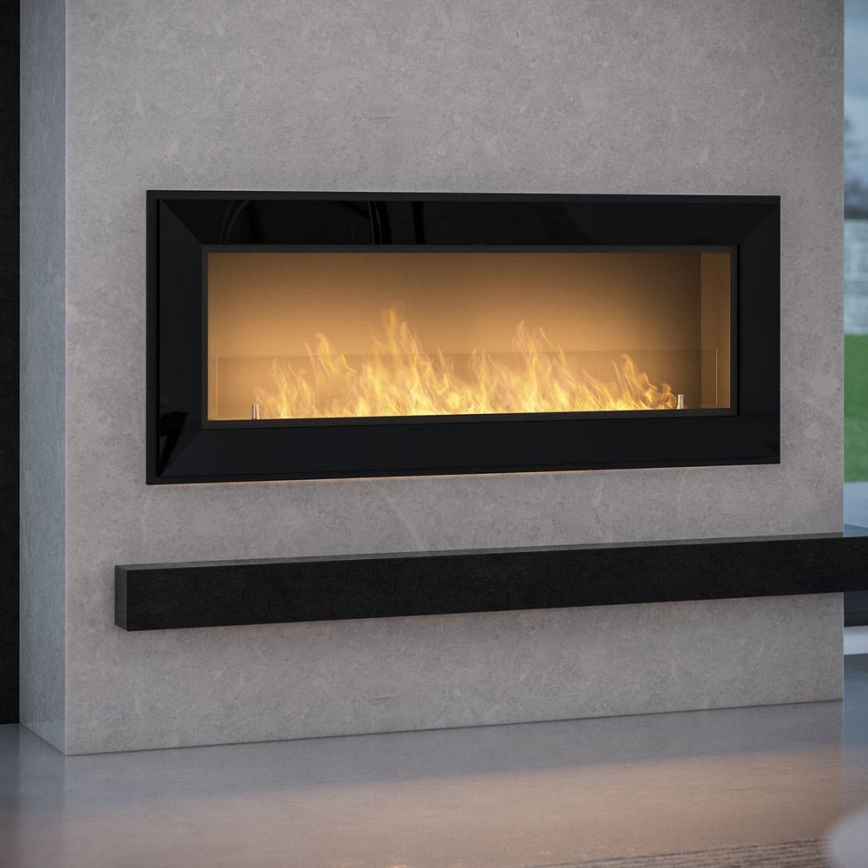 InFire - Sisäänrakennettu BIO takka 49x120 cm 3kW musta