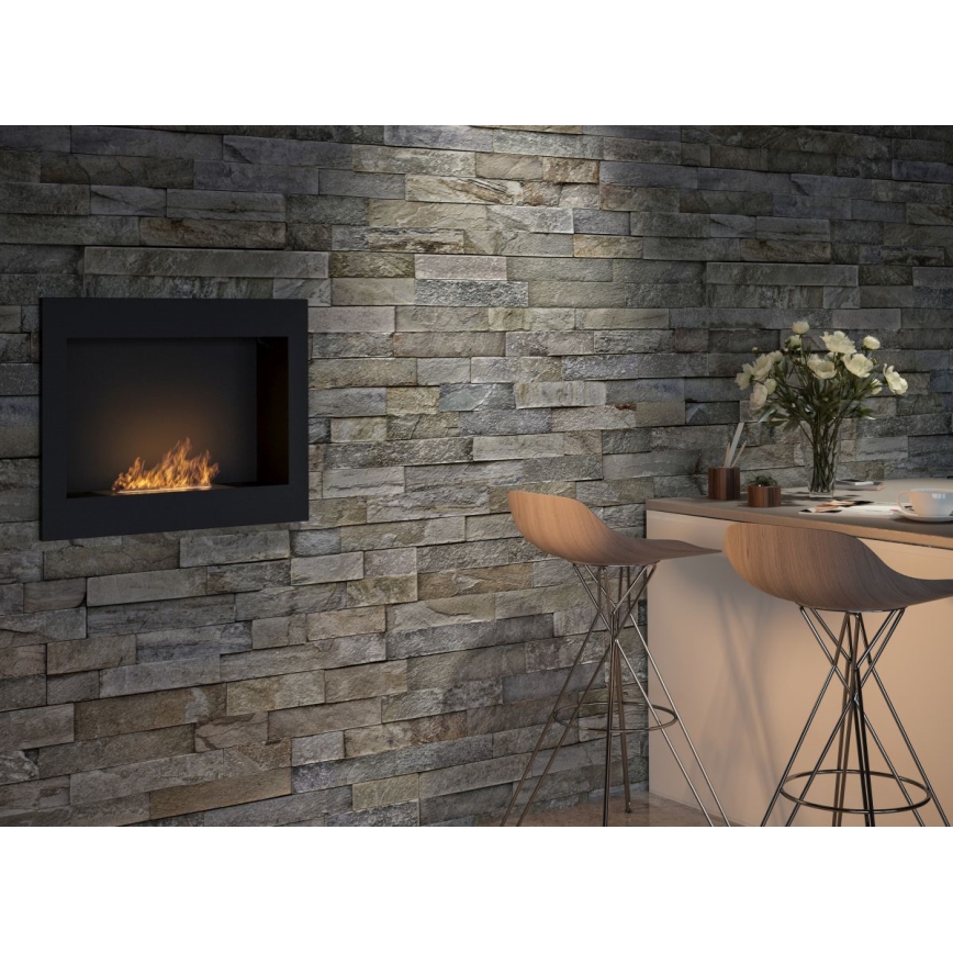 InFire - Sisäänrakennettu BIO takka 49x60 cm 3kW musta