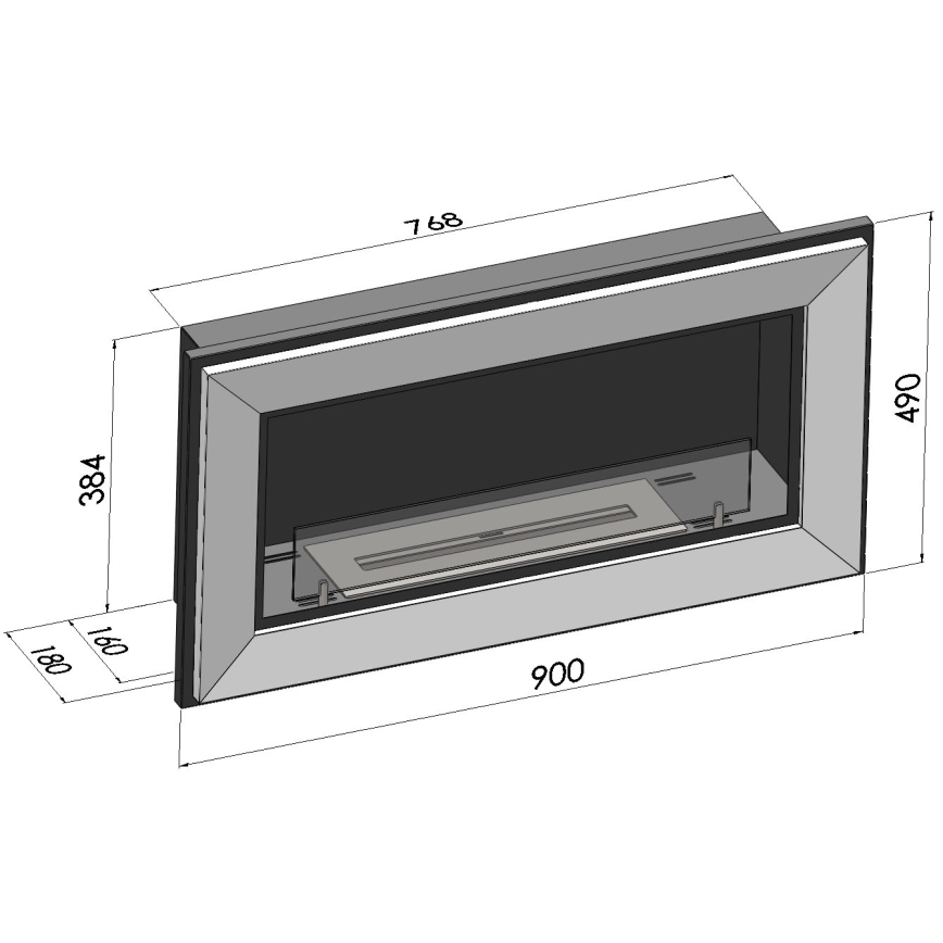 InFire - Sisäänrakennettu BIO takka 49x90 cm 3kW musta