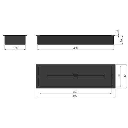 InFire - Sisäänrakennettu BIO takka 5,5x50 cm 3kW musta