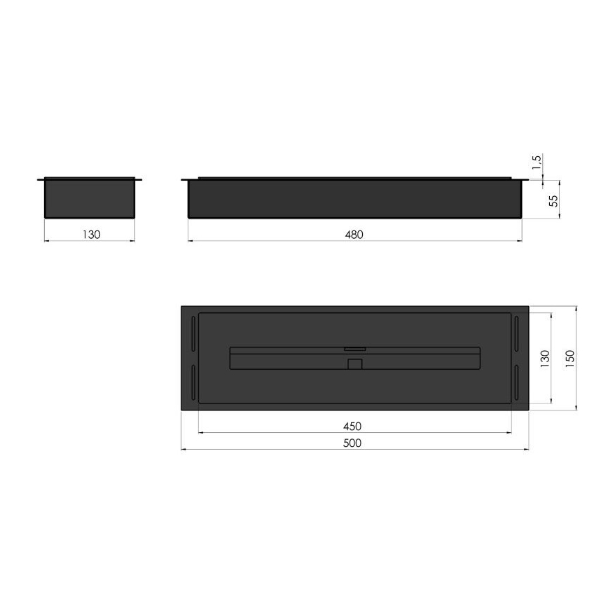 InFire - Sisäänrakennettu BIO takka 5,5x50 cm 3kW musta