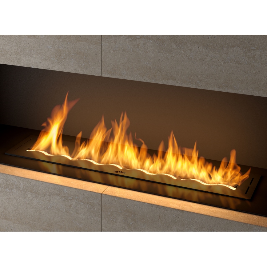 InFire - Sisäänrakennettu BIO takka 7,5x100 cm 6kW musta
